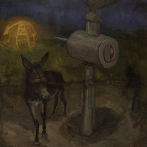 Projectare, oil painting original 17x15in - artwork direct from artist Louie Van Patten