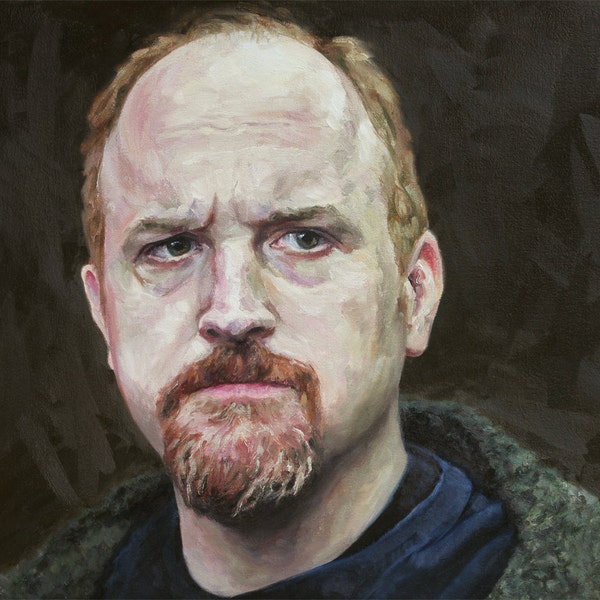 An Earnest Portrait of Louis CK - an original oil painting by Cara & Louie