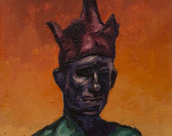 Canon (One-Hundred-and-Sixtieth) After Picasso's Jester, 7x7in Oil Painting