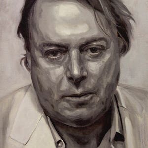 May include: A black and white portrait painting of a man with short, dark hair. He is wearing a white button-down shirt and a light-colored jacket. The man has a serious expression on his face.