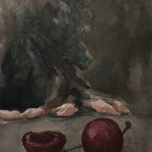 Opossum with cherry, Print from watercolor painting by LVP, XL 13 x 17.5 in / L 11 x 14.8 in / M 8.1 x 11 in / S 5 x 6.8 in image 4