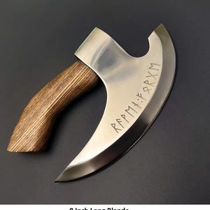 Viking handmade Custom Viking Pizza Axe Carbon Steel Rustic Hand-Forged Pizza Cutter with Wooden Handle | Pizza Slicer, Viking Gift for Men