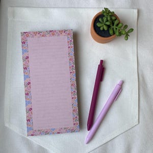 Happy Fields Lined Notepad | Tear Off Notepad | Floral Notepad | Handdrawn Florals | Magnetic Notepad