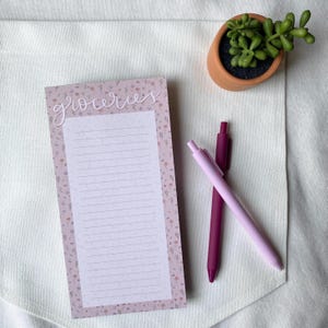 Whimsical Flowers Grocery Notepad | Tear Off Notepad | Floral Notepad | Handdrawn Florals | Magnetic Notepad