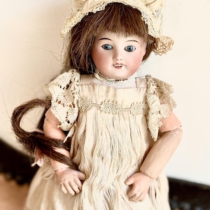 Antike französische kleine Puppe Unis Frankreich Bisque Kopf offener Mund 25 cm 10 Zoll