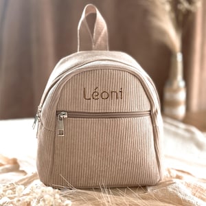 Sac à dos enfant personnalisé en velours côtelé - broderie prénom - crèche, maternelle, cadeau