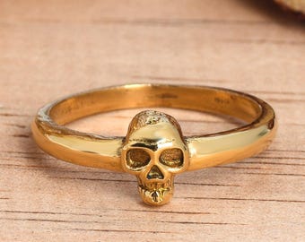 Brass Skull Ring: Gothic Punk Jewelry for Men & Women