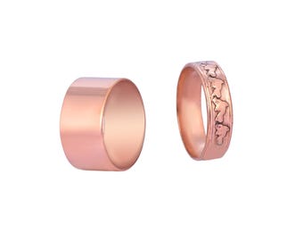 Handgemaakte brede koperen bandring: verstelbare minimalistische statement-sieraden