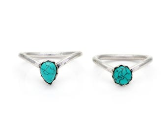 Handmade Brass Turquoise Ring: Boho Stackable Gemstone Jewelry