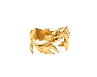 Gold Dragon Adjustable Ring – Unique Flame-Inspired Design