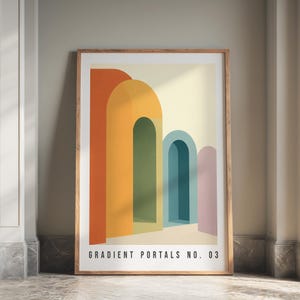 Gradient Portals Print | Mid Century Modern Poster | Abstract Bauhaus Architecture Wall Art