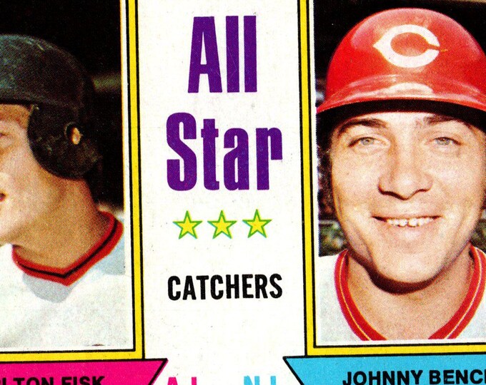 1974 Topps Carlton Fisk/Johnny Bench Baseball Card: EX/NM Vintage Collectible