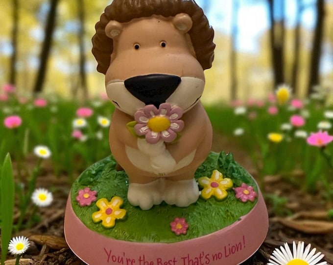 Russ Berrie Lion Figurine: "Spring Has Sprung" Collectible Decor