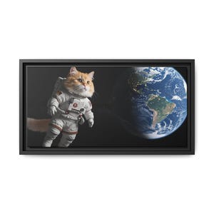 Wall Art, Cat Astronaut Matte Canvas Print, Space Theme Home Decor, Framed Wall Hanging, Kitty Outer Space Poster, Astronaut Cat Wall Art