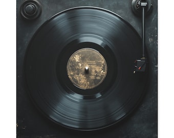 Leinwanddruck, Vintage Schallplatte Foto, Retro Wandkunst, Geschenk für Musikliebhaber, Wohnkultur, Plattenspieler Bild