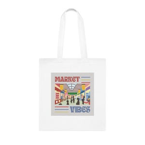 Colorful Market Vibes Cotton Tote Bag, Eco-Friendly Shopping Bag, Reusable Grocery Tote, Art Supply Carrier, Gift for Market Lovers