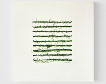 Handmade Fiber Art | 7.5"x7.5" Line Art on Paper | Minimalism | One-Of-A-Kind | Original Textile Wall Art | Modern Wall Decor | Minimalist