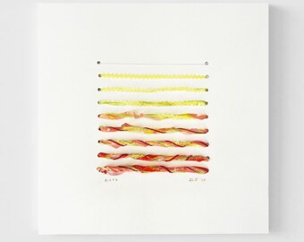 Handmade Fiber Art | 7.5"x7.5" Line Art on Paper | Minimalism | One-Of-A-Kind | Original Textile Wall Art | Handmade Modern Art | Conceptual