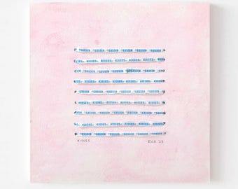 Original Art | 7.5"x7.5" Line Art on Paper | Recycled Material | Abstract Kisses Artwork | Handmade Textile Wall Decor