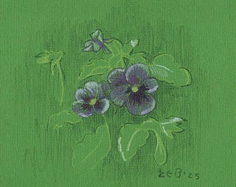 Handmade Pansy Sketch | Original Botanical Drawing | One-Of-A-Kind | Floral Illustration | Nature-Inspired Art | Handmade Wall Decor