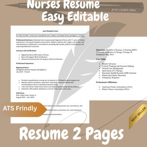 Nursing Resume Template for Google Docs, Word & Pages, Registered Nurse Resume, Remote Nurse, New Grad Nurse Practitioner Resume CV Template