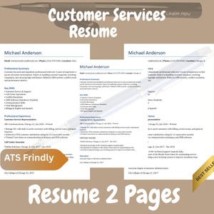 ATS Friendly Resume Template for Customer services | Google Docs Word | Minimalist CV | Simple Professional | Cover Letter References