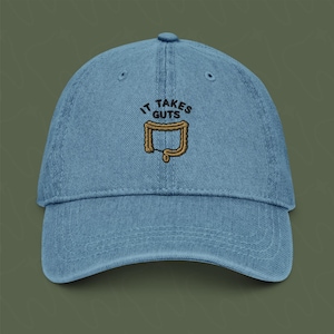 Es nimmt Guts bestickten Hut | Denim Anatomy Baseball Cap