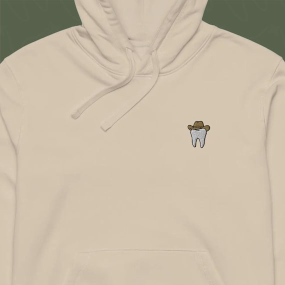 Tooth & Cowboy Hat Embroidered Unisex Organic Mid-Weight Hoodie