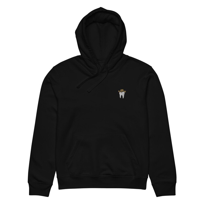 Tooth & Cowboy Hat Embroidered Unisex Organic Mid-Weight Hoodie