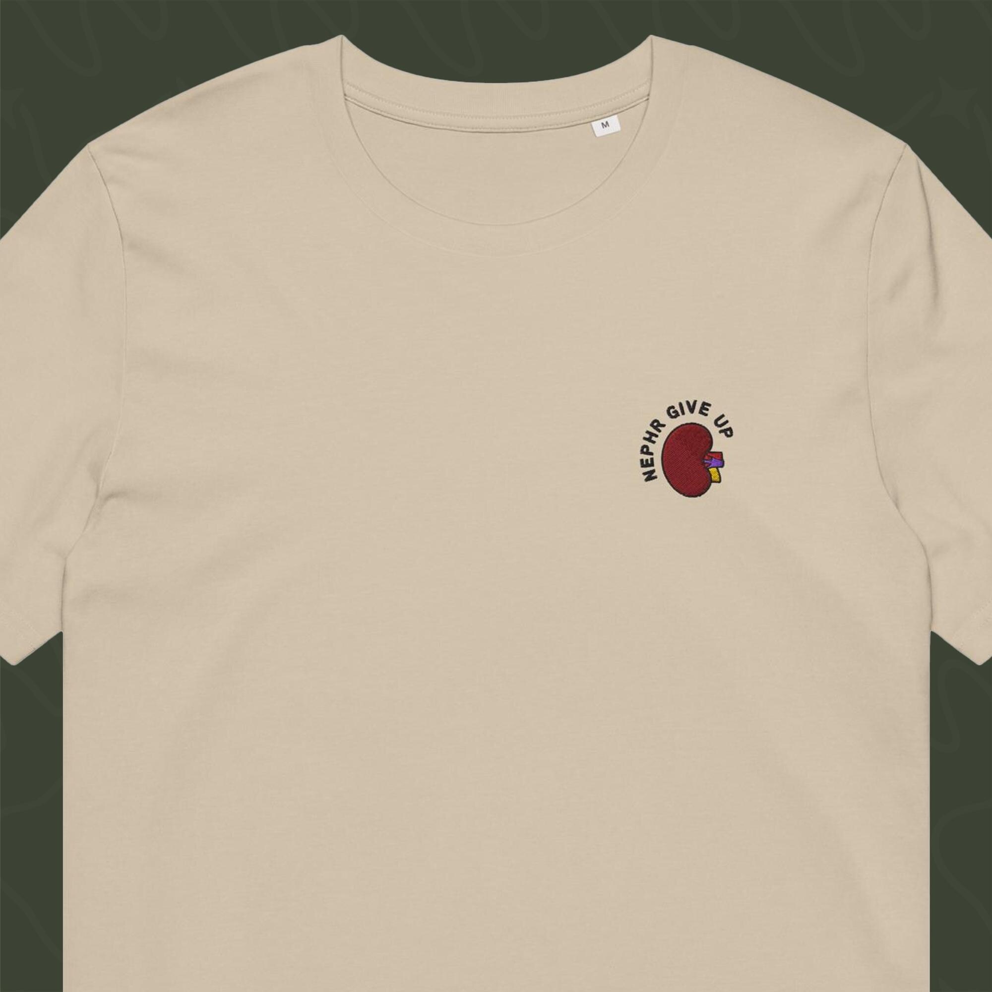 Nephr Give Up & Kidney Embroidered Unisex Organic Cotton T-Shirt