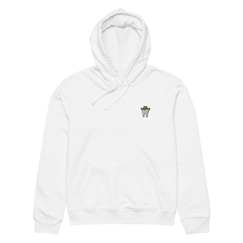 Tooth & Cowboy Hat Embroidered Unisex Organic Mid-Weight Hoodie