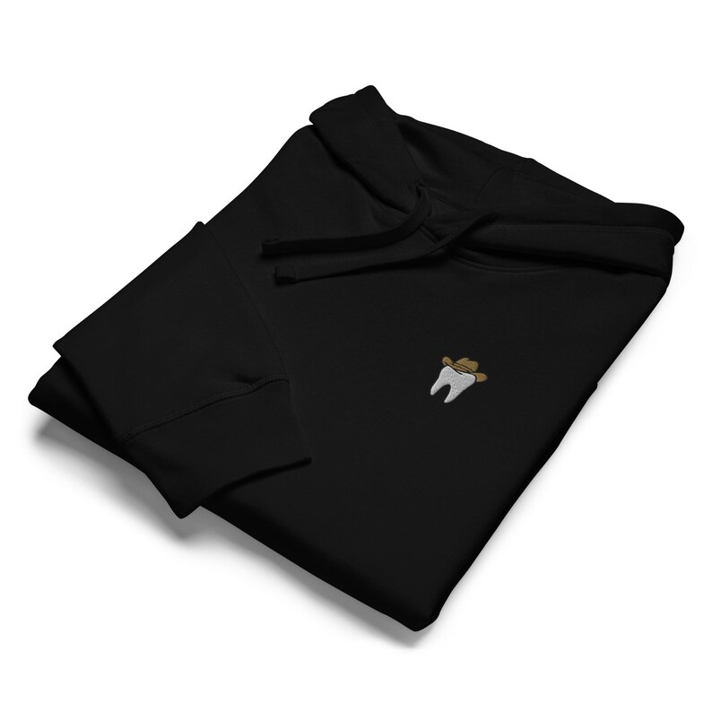 Tooth & Cowboy Hat Embroidered Unisex Organic Mid-Weight Hoodie