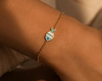 Roestvrijstalen visbedelarmband - delicate gouden ketting, op de oceaan geïnspireerde sieraden cadeau voor vrouwen