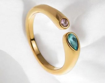 Birthstone Ring - Gold Tone Ring, Everyday Jewelry, Gift for Her