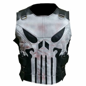 Punisher Inspired Leather Tactical Vest Skull Armor Cosplay Costume