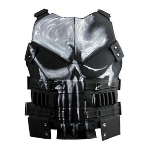 Punisher Inspired Leather Tactical Vest Skull Armor Cosplay Costume