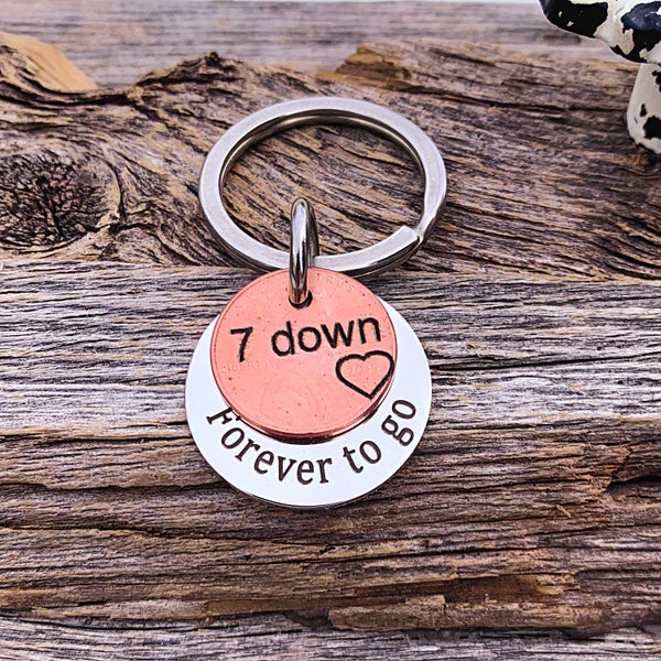 Anniversary Gift - Anniversary Gift For Him or Her - Personalized KeyChain - Stamped Penny KeyChain - Forever to go Keychain