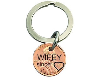 Wifey Since Keychain - Wedding Gift - Personalized Keychain - Hand Stamped -  Keychain - Wife Gift - Anniversary - Birthday - Wedding