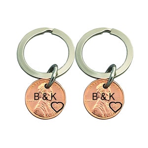 2 Personalized Keychain Set - Boyfriend Gift - Girlfriend Gift - Engraved - Anniversary Gift - Gifts for Couples - Husband, Wife Gift