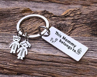 Mommy keychain- Mothers Day Gift - Personalized KeyChain - For Her Engraved KeyChain - Grandkids Keychain - Children keychain