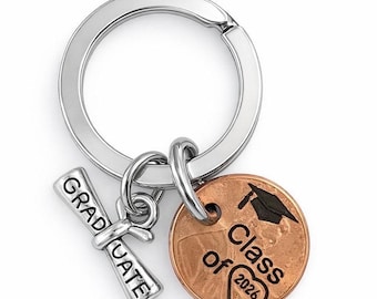 Graduation Gift - Class of 2026 - Graduation Keychain - Gift for Her - Stamped Penny - Graduate - Gift for Him - Graduation Gift