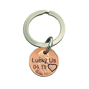 Lucky Us Keychain - Lucky Us - Personalized Keychain - Wedding date - Engraved - Anniversary Keychain - Husband Gift - Wife Gift