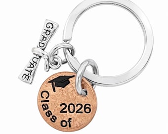 Class of 2026 Graduation Keychain – Engraved Penny, Graduate Charm