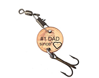 Dad Engraved Penny Fishing lure - Gift for Him - Daughter Gift For - Engraved Penny - Son Gift For - New Daddy - #1 DAD
