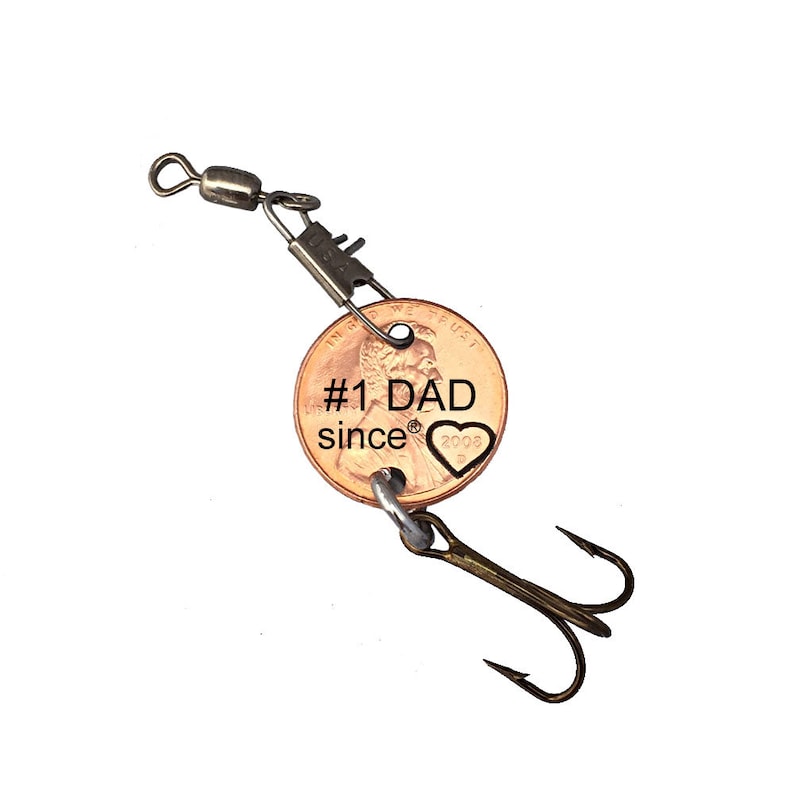 Number One Dad Engraved Penny Fishing lure  Gift for Him  image 1
