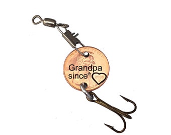Grandpa Stamped Penny Fishing Lure - Gift for Him - Daughter Gift For - Stamped Penny - Son Gift For - New Grandpa - Best Grandpa - Fishing