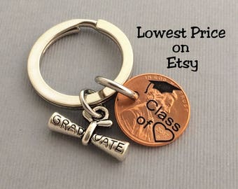 Graduation Keychain Gift - Class of 2024 - Gift for Her - Stamped Penny - Son Gift For - Graduate - Gift for Him - Graduation Gift