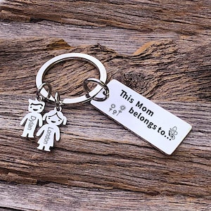 Personalized Mom Keychain – Engraved Grandkids Charm, Mother's Day Gift