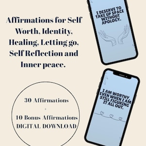 30 affirmations d'amour-propre | Affirmations de guérison| Réflexion sur soi, affirmation de soi | Téléchargement numérique| 10 affirmations en prime |