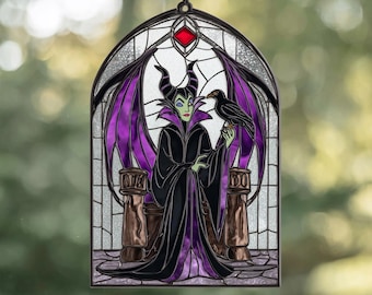 Decorazione acchiappasole Disney Maleficent Villain Horror, arazzi per finestre Principessa Bella Addormentata, finestra del castello di Disneyland Paris Pixar